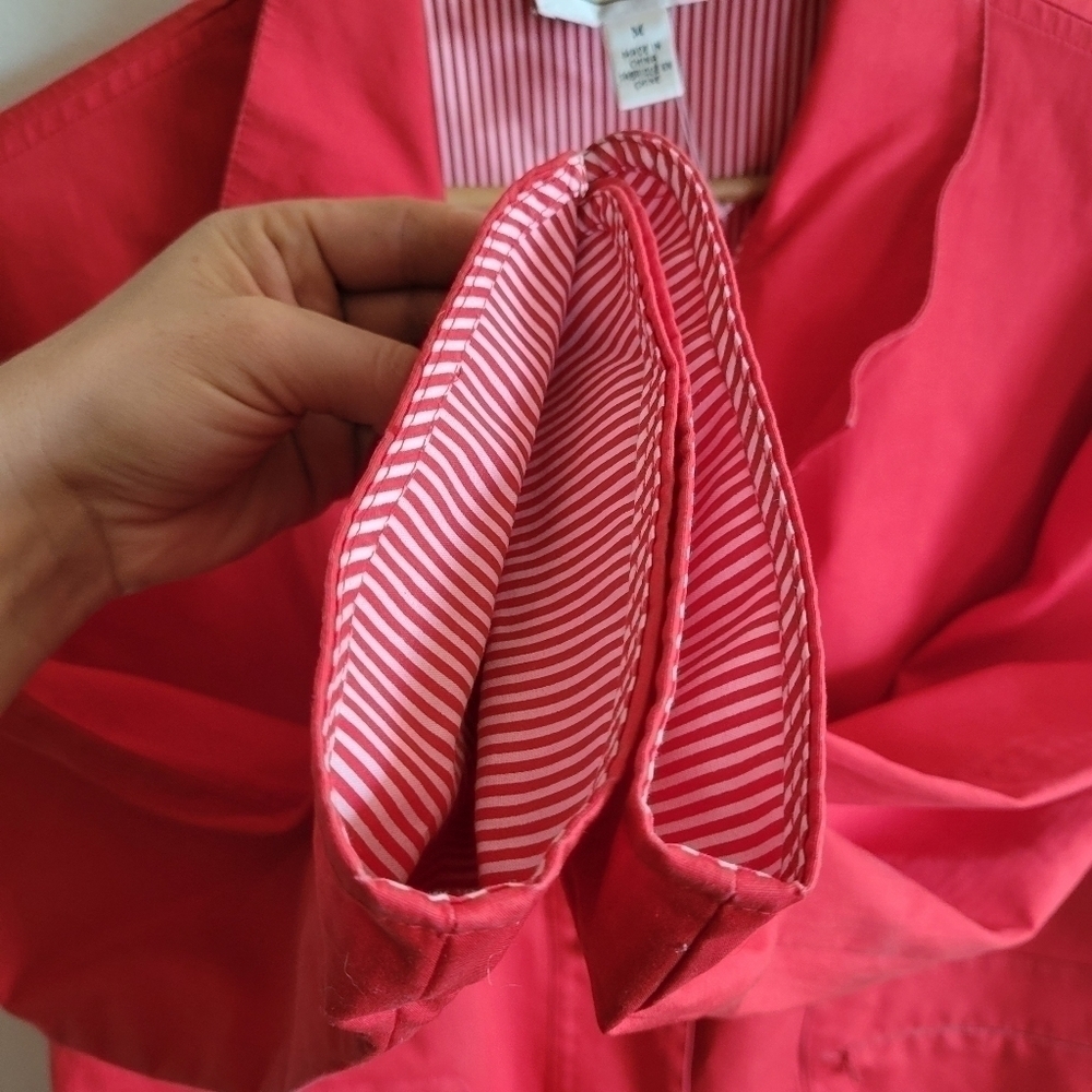 Talbots Jacket Outerwear Red Thick Cotton Contrast Cuff M Medium - Picture 9 of 11